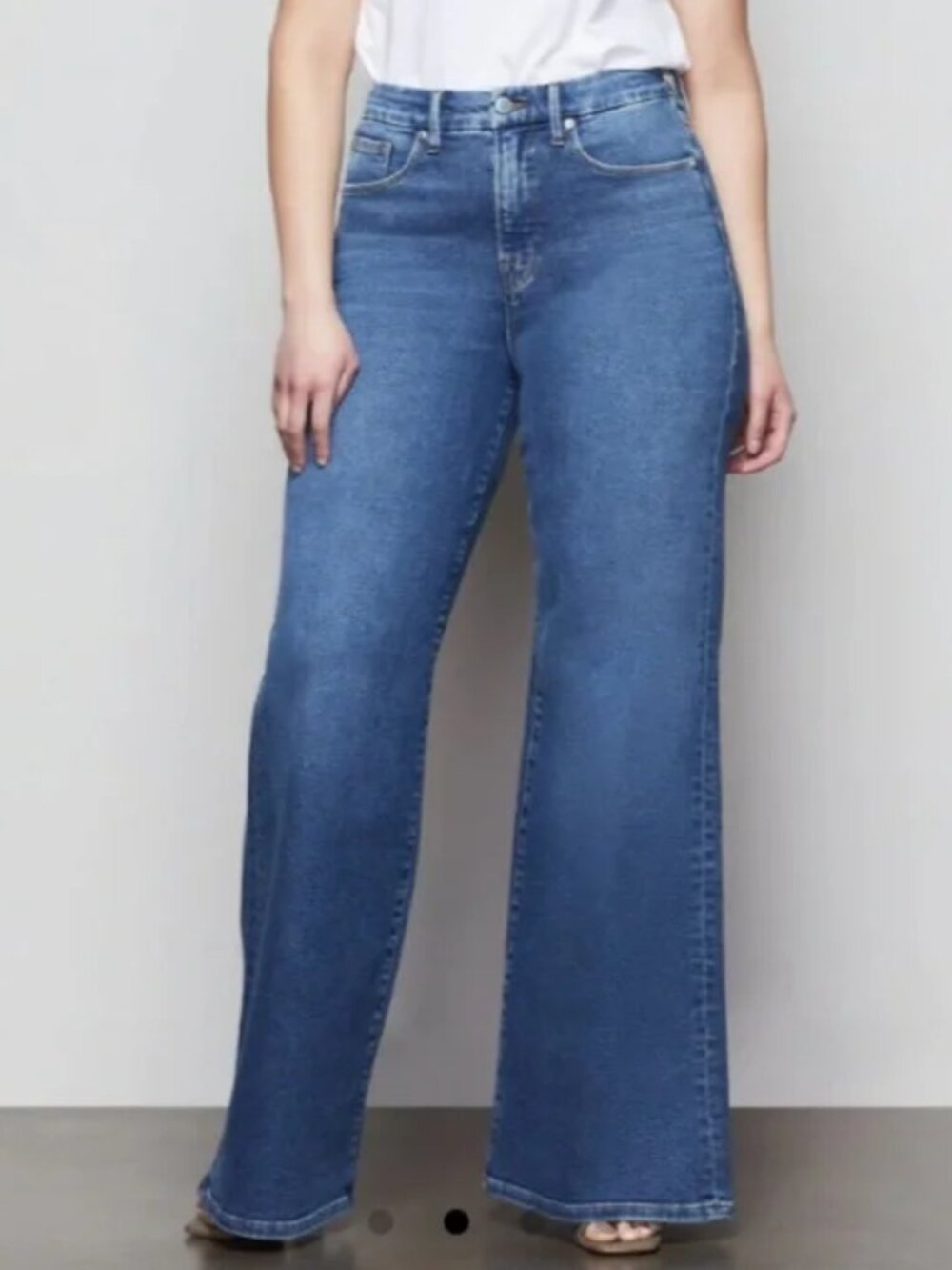 Good American Good Waist Pallazzo Jeans Size 16 Stretch Denim GWP382T Indigo456